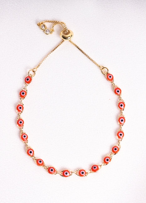 Adjustable Red Evil Eye Gold-Filled Bracelet