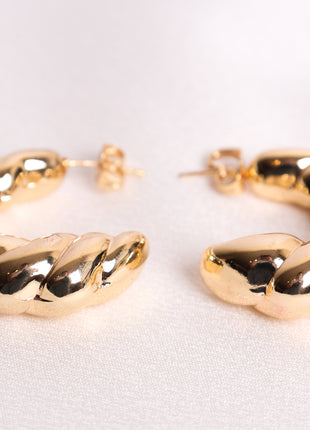 Gold Filled Chunky Hollow Polished Stud Earring