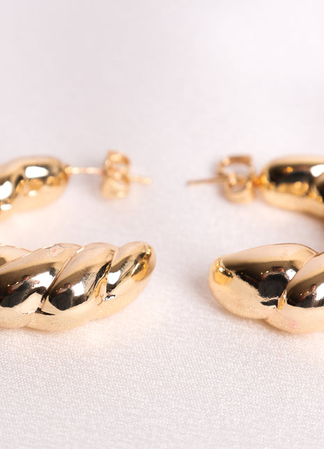Gold Filled Chunky Hollow Polished Stud Earring