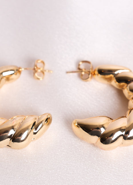 Gold Filled Chunky Hollow Polished Stud Earring