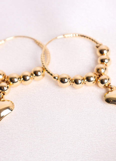 Medium Gold Filled Hoop Earring with Heart Design, Polished