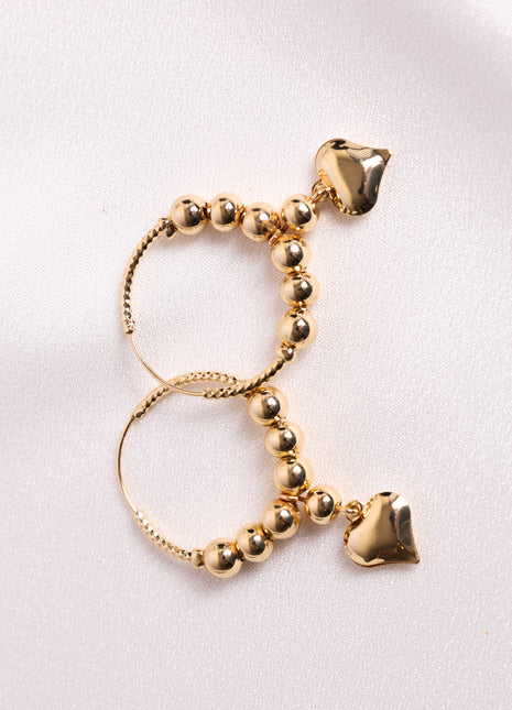 Medium Gold Filled Hoop Earring with Heart Design, Polished