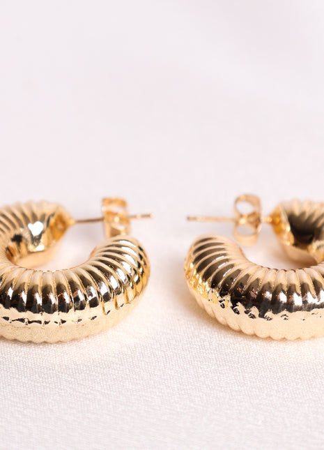 Medium Gold Filled Corrugated Polished Hoop Earring