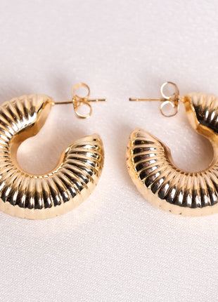 Medium Gold Filled Corrugated Polished Hoop Earring