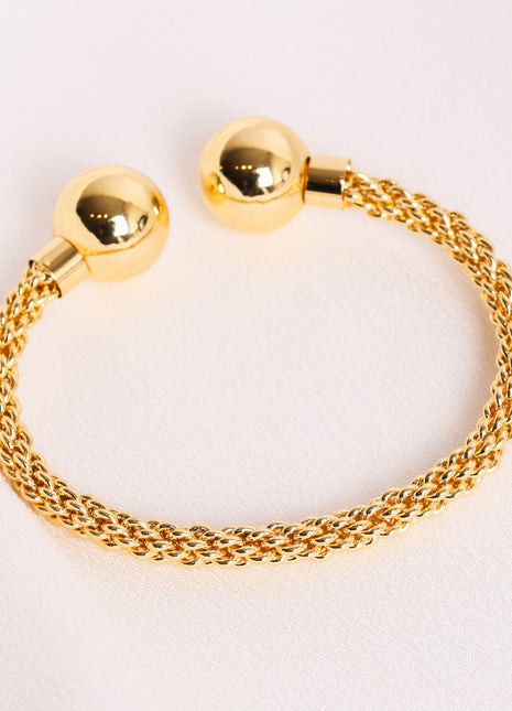 Twist Rope Gold Bangle with Bold Ball Ends