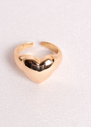 Adjustable Polished Heart Design Gold Filled Ring
