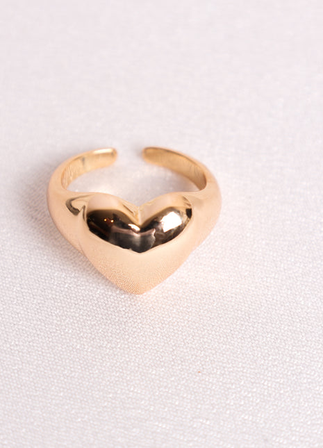 Adjustable Polished Heart Design Gold Filled Ring