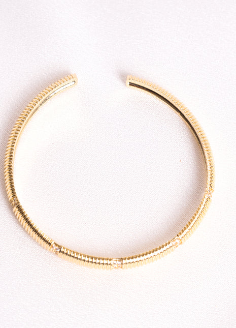 Single Gold Filled Bangle with White Micro Pavé Polished