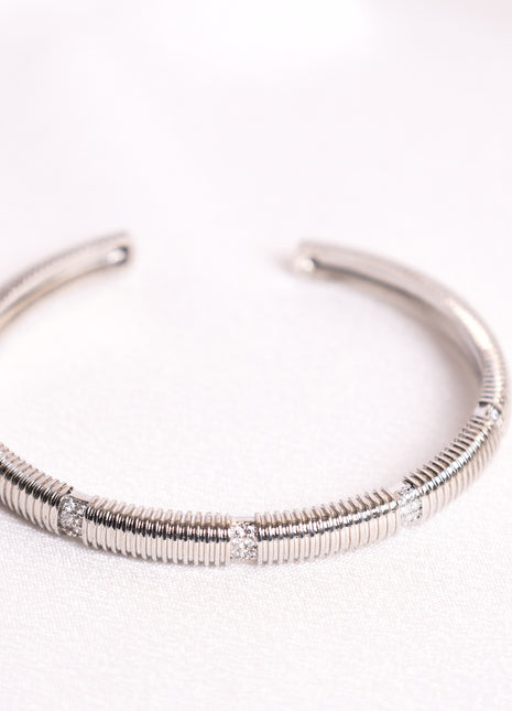 Rhodium Bangle with Sparkling White Cubic Zirconia