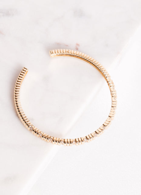 Shiny Gold Filled Bangle with Sparkling Accents