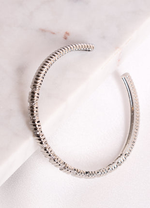 Elegant Rhodium Bangle with Dazzling White Details