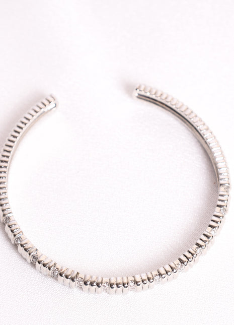 Elegant Rhodium Bangle with Dazzling White Details