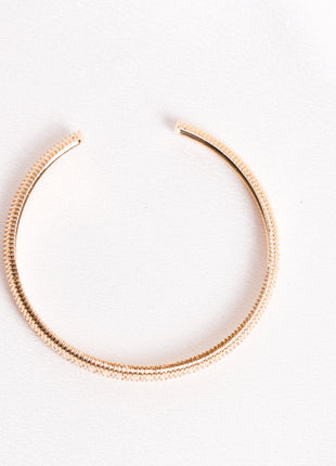 Gold Bangle with Sparkling White Cubic Zirconia