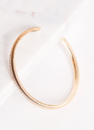 Gold Bangle with Sparkling White Cubic Zirconia