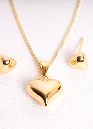 Gold Filled Heart Earrings & Pendant Set