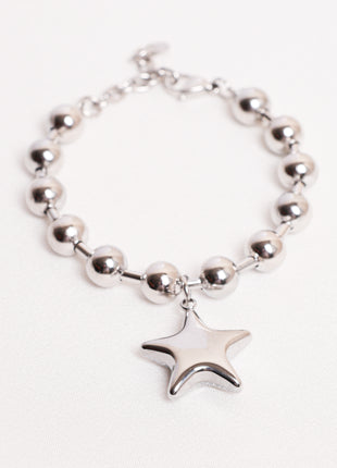 Stainless Steel Beaded Bracelet with Star Charm – Chic Detail